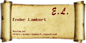 Ender Lambert névjegykártya